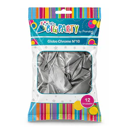 Globos N°12 Chrome Plateados 12 Unidades
