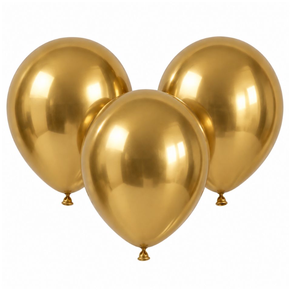 Globos N°12 Chrome Dorados 12 Unidades