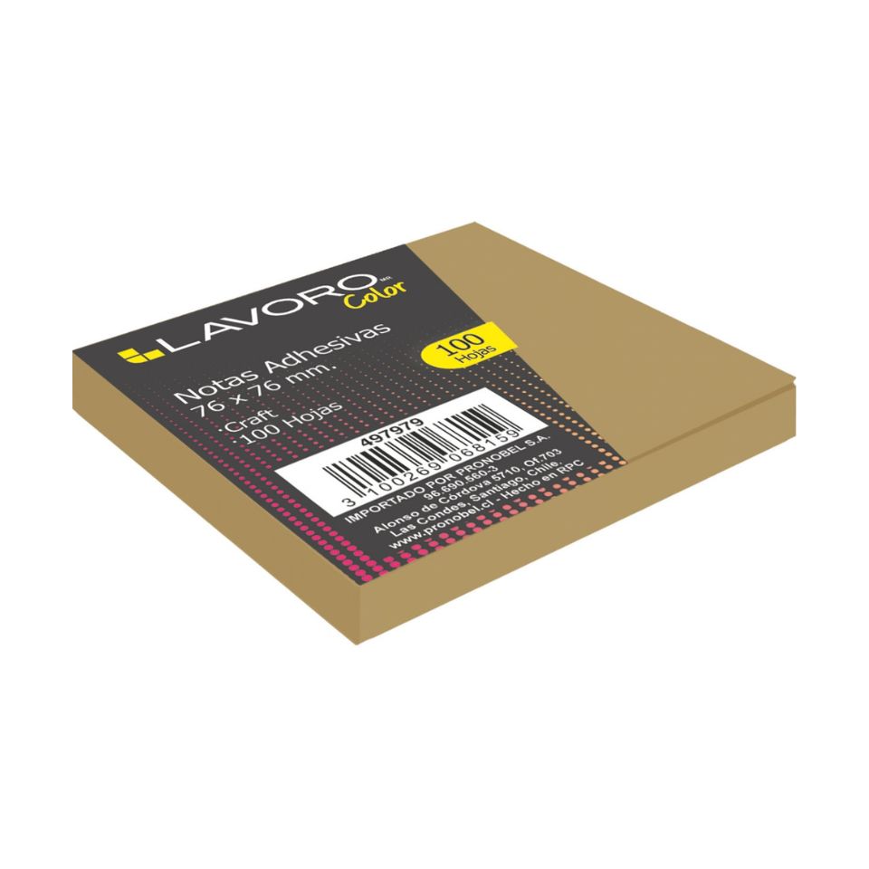 Nota Adhesiva Kraft 76 x 76 mm 100 Hojas