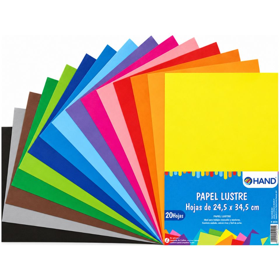 Papel Lustre 20 Hojas Colores Surtidos