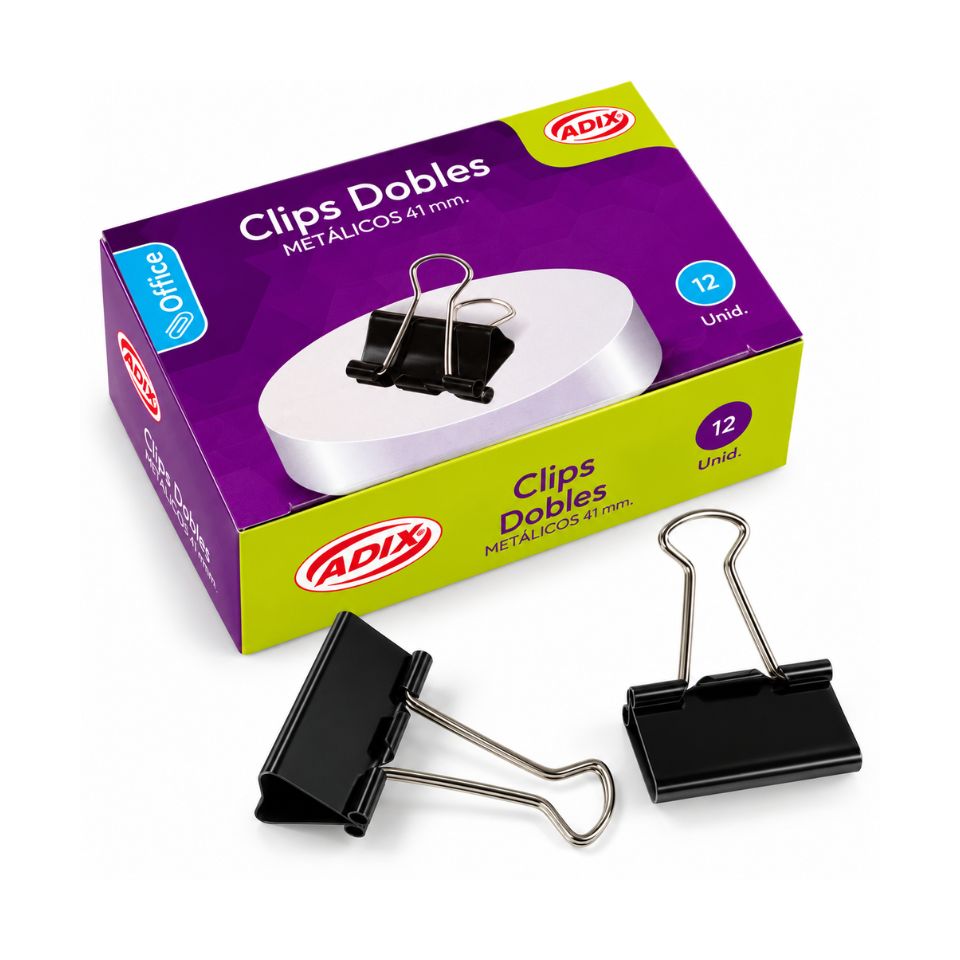 Clip Doble Negro 41 mm 12 Unidades