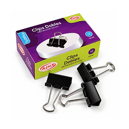 Clip Doble Negro 32 mm 12 Unidades