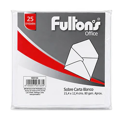 Sobres Carta Blancos 154 x 125 mm 25 Unidades