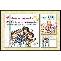 ESTUCHE DE REGALO MI PRIMERA COMUNIÓN INCLUYE LIBRO DE RECUERDOS+LA BIBLIA+50 RECORDATORIOS