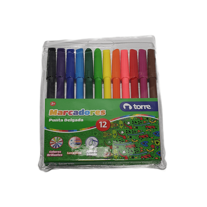 Plumón escolar - lapiz scripto TORRE 12 colores 1