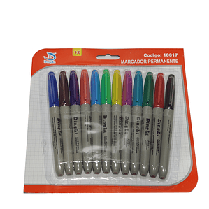 Set 12 plumones - marcadores permanentes Dingli