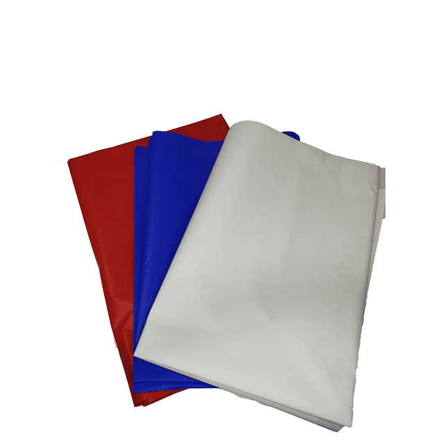 Pack 9 pliego papel volantín Blanco Azul y Rojo