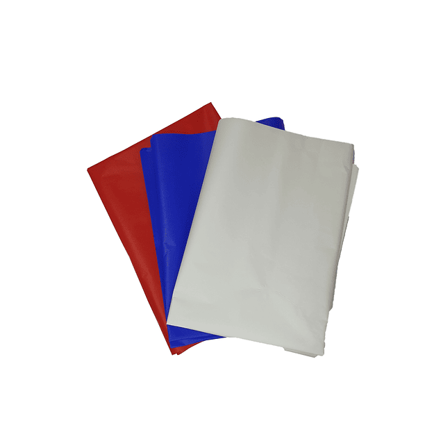 Pack 9 pliego papel volantín Blanco Azul y Rojo