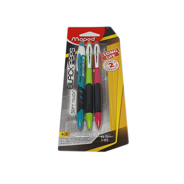 Pack 3 Portaminas Maped 0.5 Black Peps