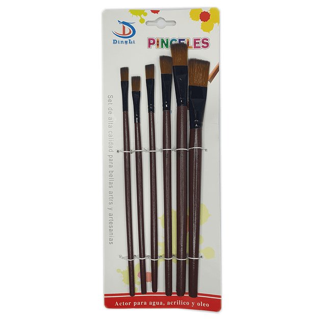 Set 6 Pinceles Planos DingLi  /10299