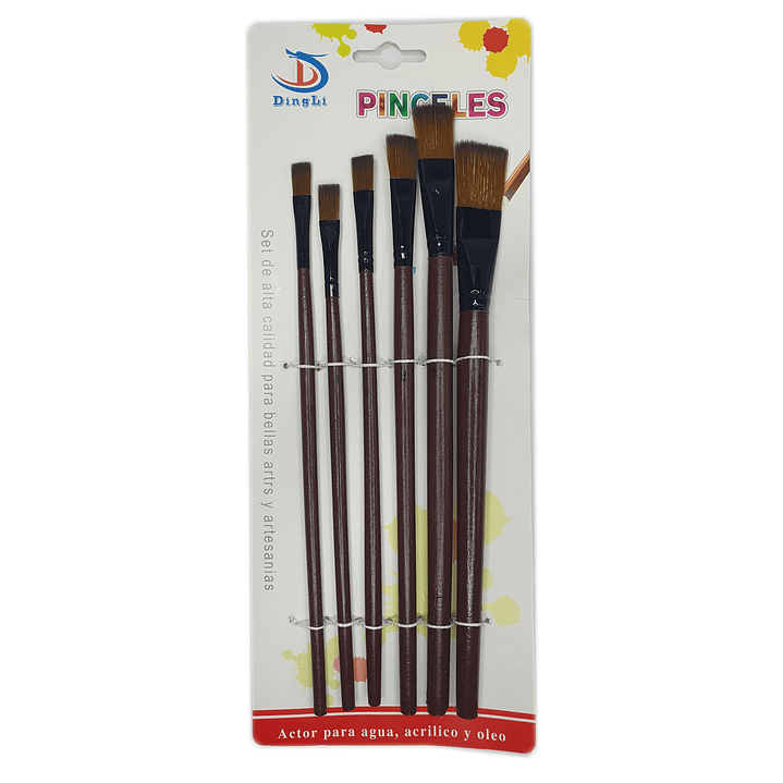 Set 6 Pinceles Planos DingLi  /10299 1