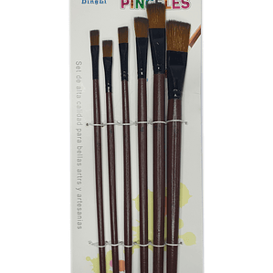 Set 6 Pinceles Planos DingLi  /10299