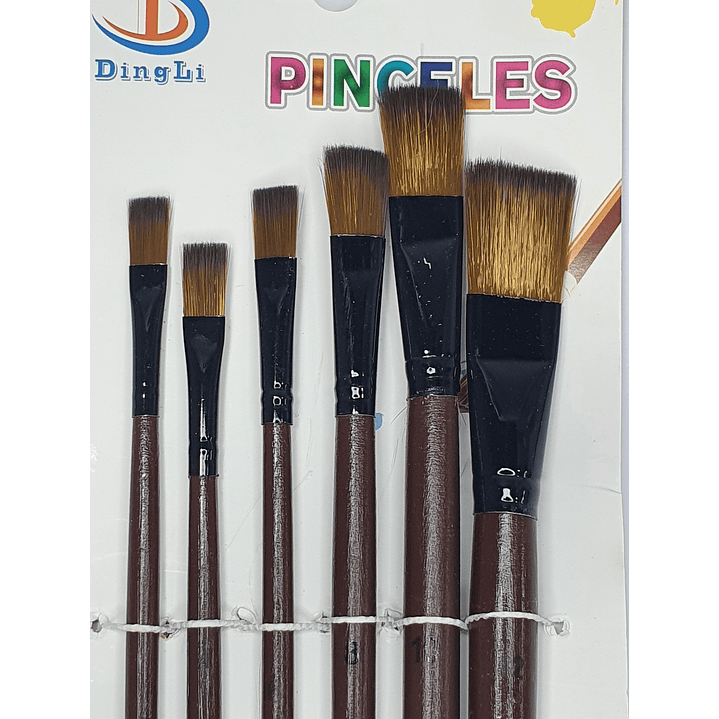 Set 6 Pinceles Planos DingLi  /10299 2