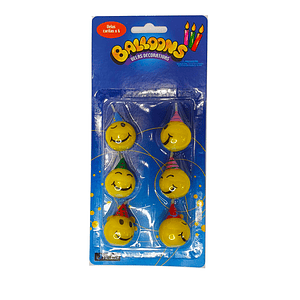 Velas Balloons Emoji Carita Feliz 6 unidades