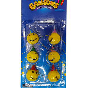 Velas Balloons Emoji Carita Feliz 6 unidades
