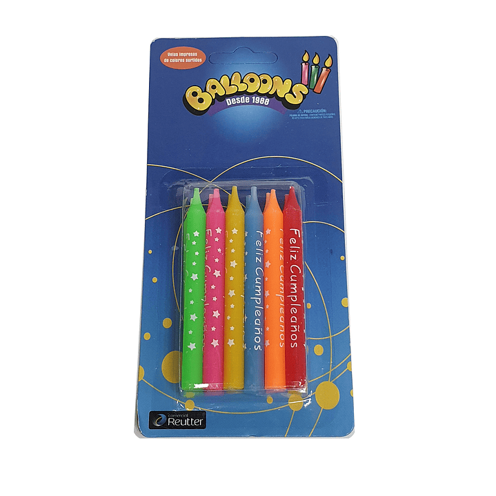 Vela Impresa Feliz cumpleaños 12 colores - Balloons 1