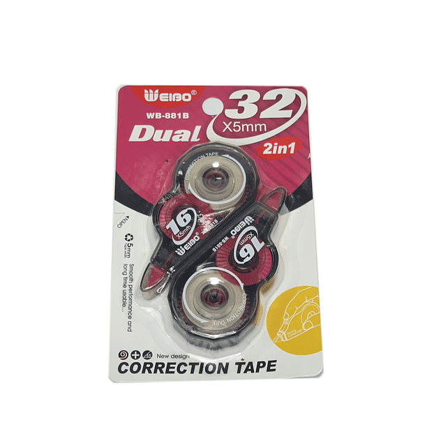 Pack 2 Corrector en Cinta 16M X 5mm Cada uno - Weibo /4221