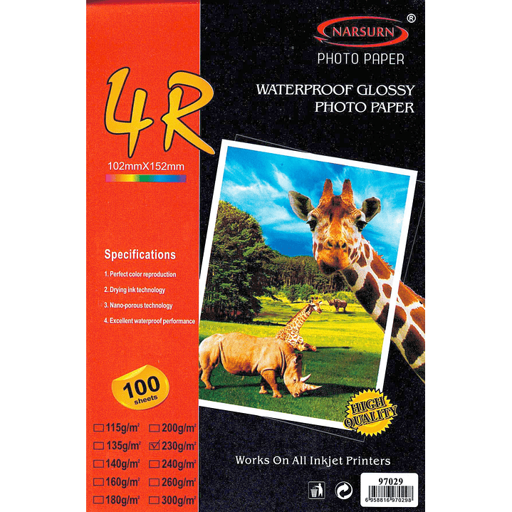 Papel Fotográfico 10X15 230g 100Hojas /97029 1