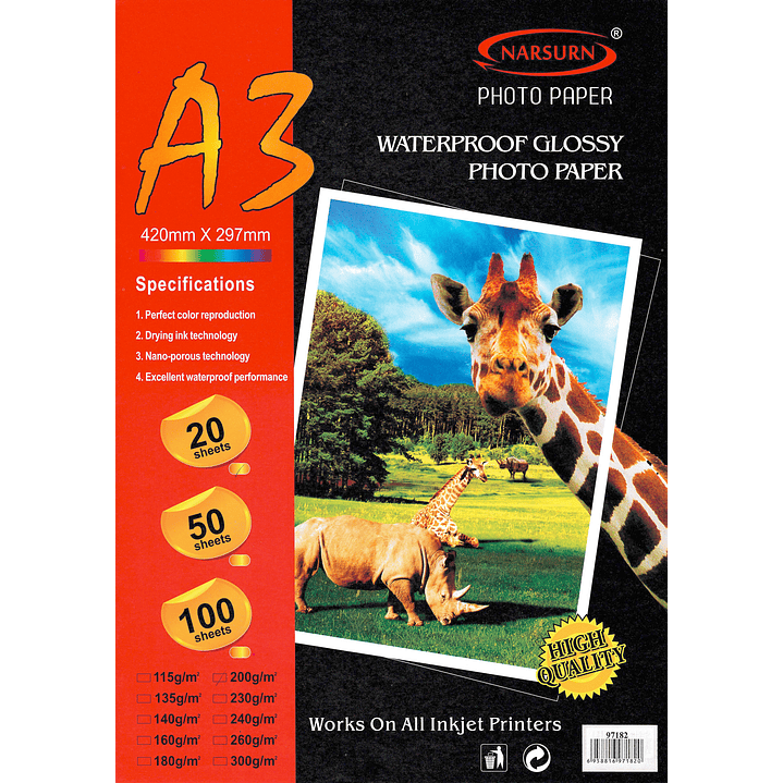 Papel Fotográfico Tamaño A3 200g 20hojas /97182 1