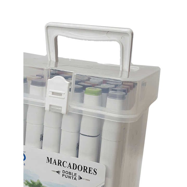 Pack 36 marcadores doble punta DingLi con estuche plástico /10732 4