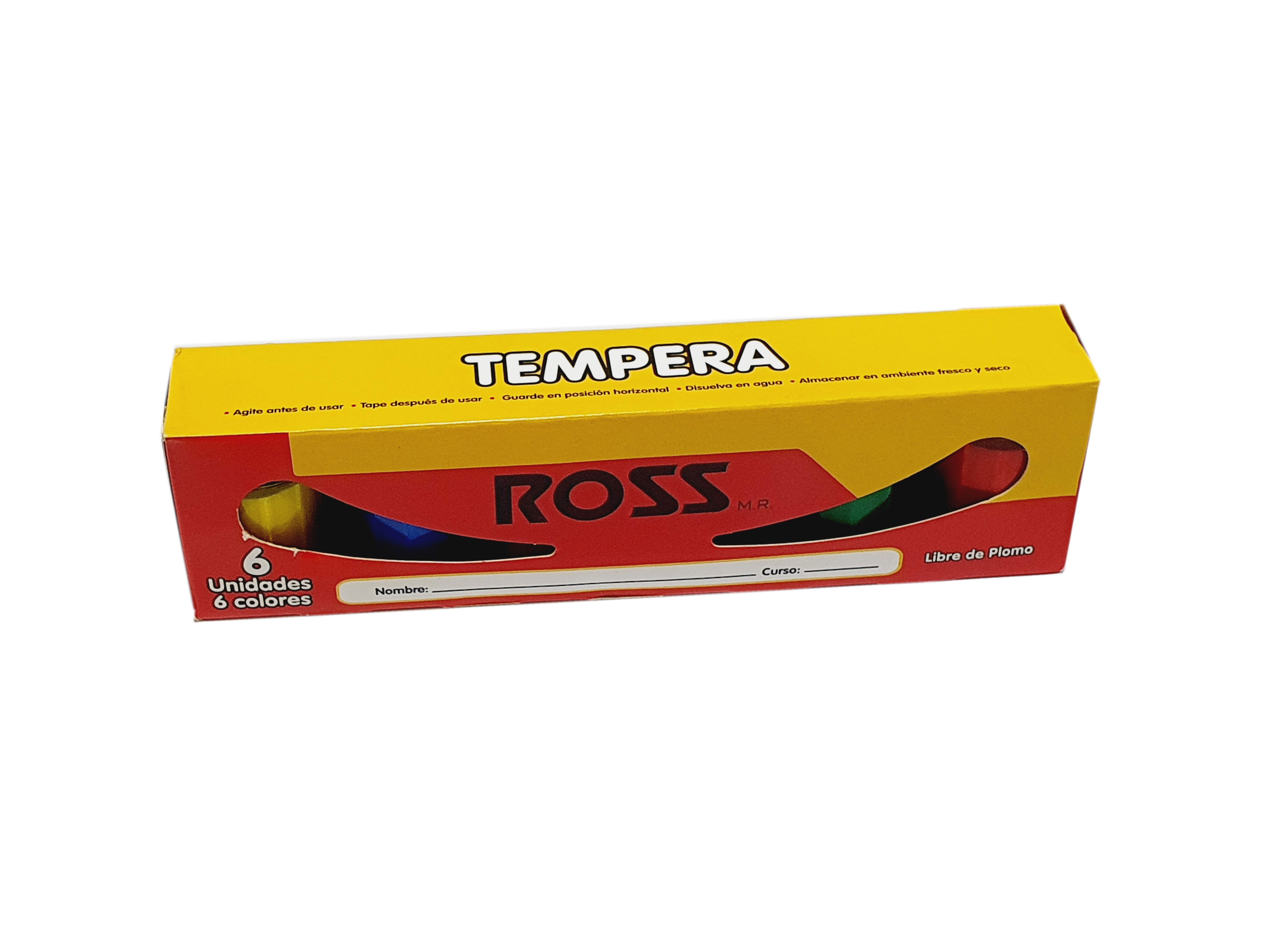 Tempera Ross 6 Colores 15ml Aprox