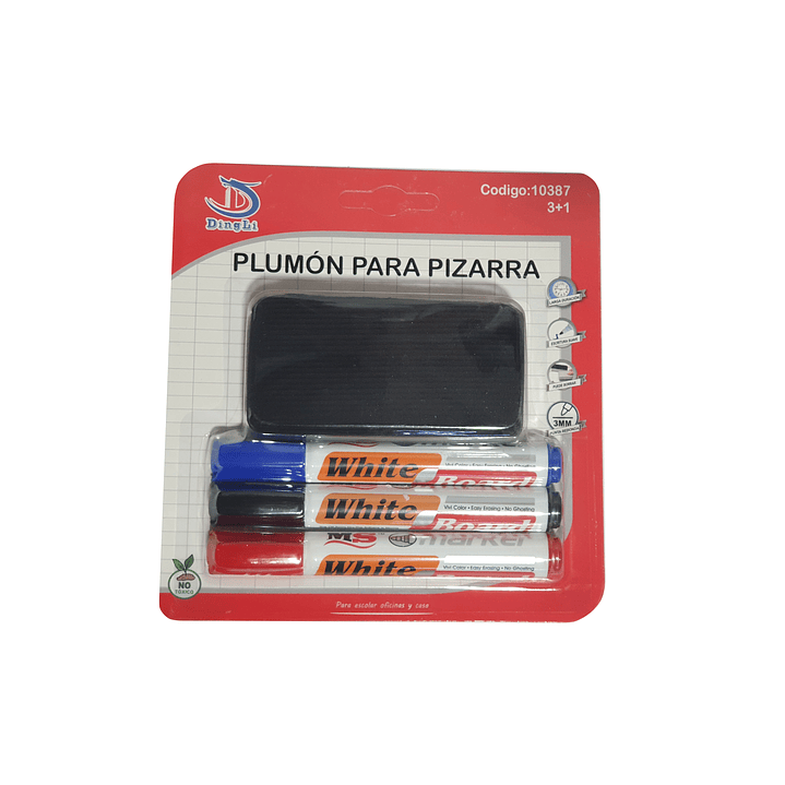 Set 3 Plumones para Pizarra + Borrador 1