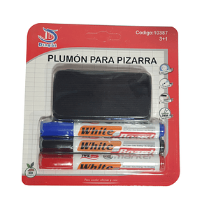 Set 3 Plumones para Pizarra + Borrador