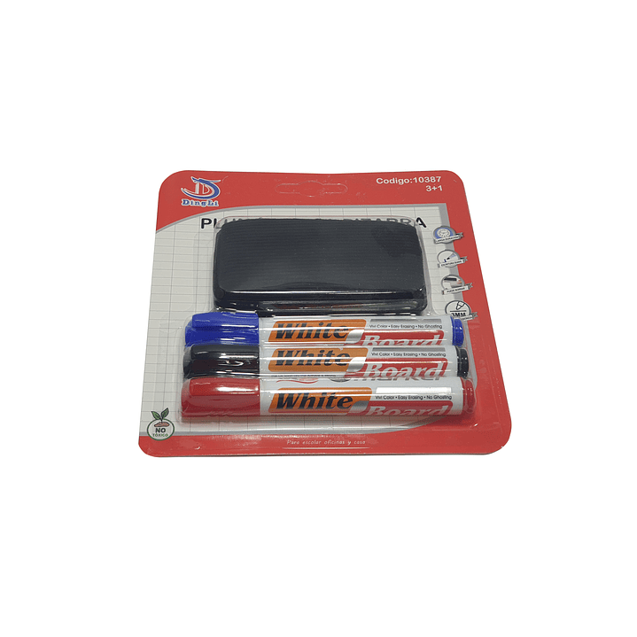 Set 3 Plumones para Pizarra + Borrador 2