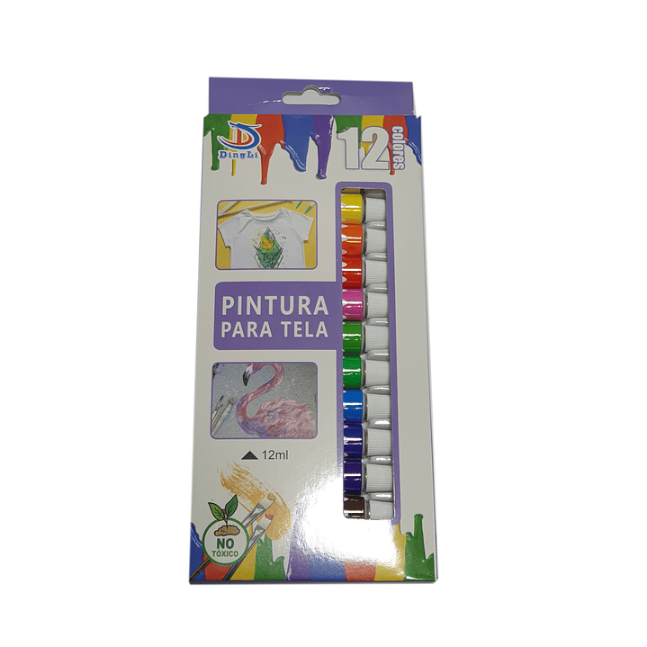 Pintura Para Telas - 12 Colores - 12ml - Pomo 1