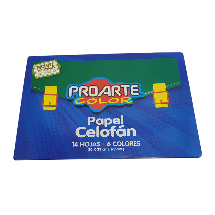 Block Papel Celofan Proarte 30x33cm 14 Hojas - 6 Colores 1