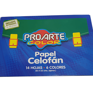 Block Papel Celofan Proarte 30x33cm 14 Hojas - 6 Colores