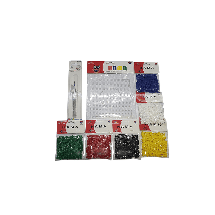 Pack Hama 5mm Mesa 14x14cm - 6 Colores 2100 Piezas + Pinzas 2