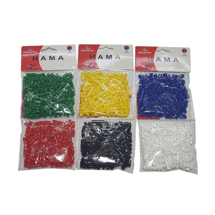 Pack Hama 5mm Mesa 14x14cm - 6 Colores 2100 Piezas + Pinzas 5