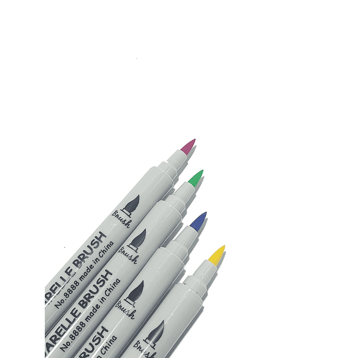 Plumón - Marcador 24 Colores punta pincel y fina - doble punta.  2