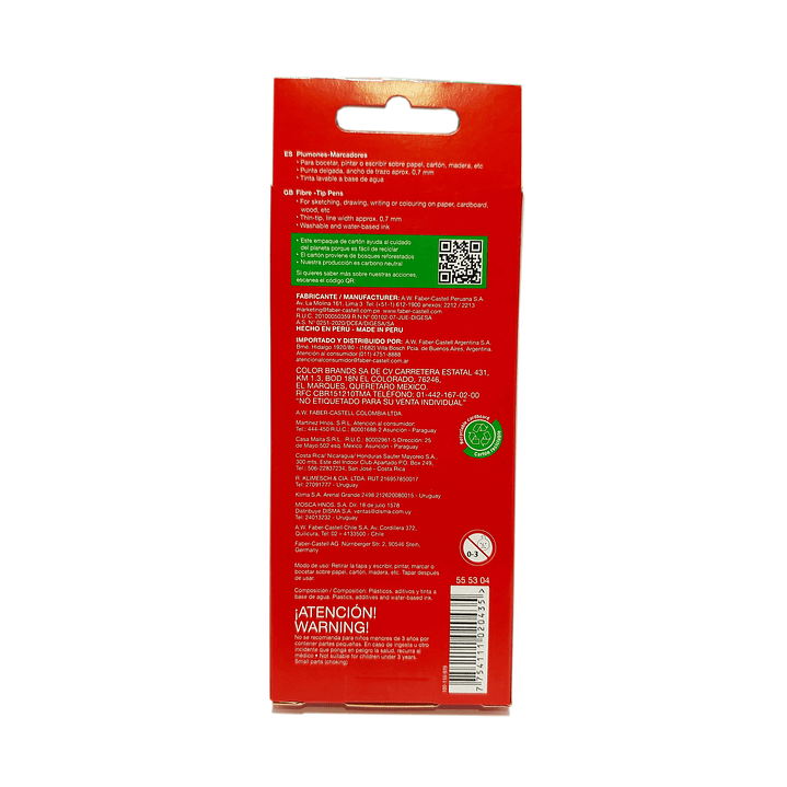 Caja 6 plumón Marcador Fiesta Neón Lavable Faber-Castell 2