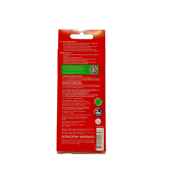 Caja 6 plumón Marcador Fiesta Pastel Lavable Faber-Castell 2