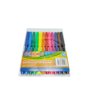 Plumón escolar - lápiz scripto -Marcador SELLOSCHOOL - 12 Colores