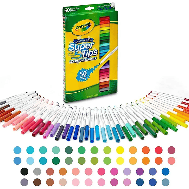 Marcadores Lavables - Super Tips - Crayola - 50 Unidades