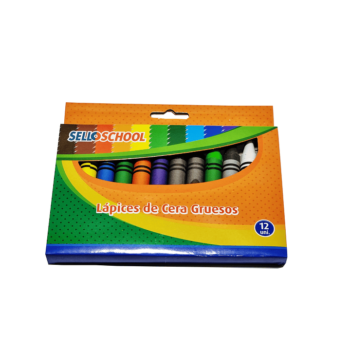 Lápiz de cera Grueso 12 colores - selloschool 1