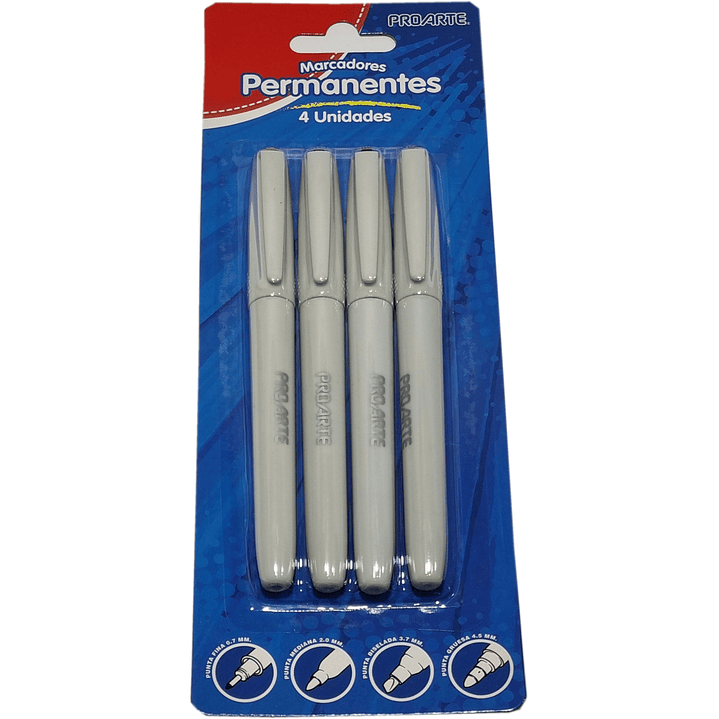 Pack 4 marcadores permanentes diferentes puntas Proarte 1