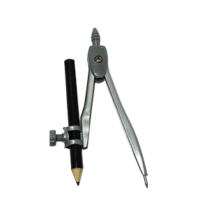 Compas metálico con Lápiz de madera y estuche plástico - V90