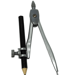 Compas metálico con Lápiz de madera y estuche plástico - V90