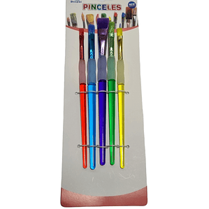 Set 5 Pinceles Planos Colores Distintos Tamaños