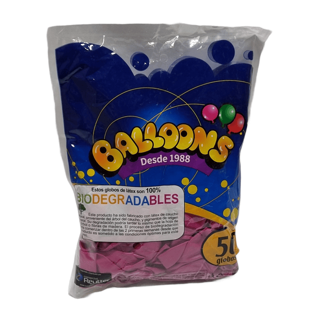 Bolsa Globo Liso  N°9  - Balloons 50 Unidades Colores