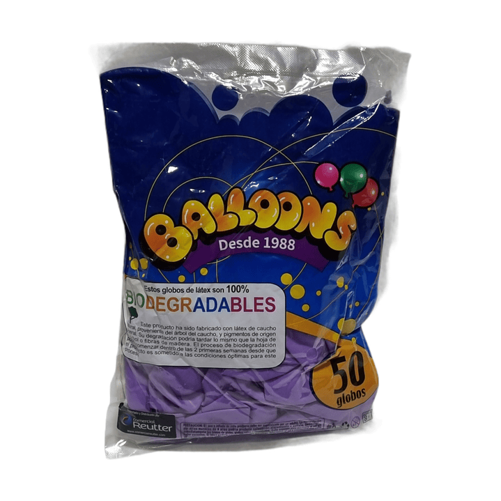 Bolsa Globo Liso  N°9  - Balloons 50 Unidades Colores 6