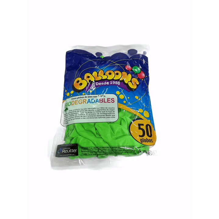 Bolsa Globo Liso  N°9  - Balloons 50 Unidades Colores 10