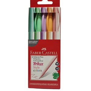 Pack 5 Bolígrafos Faber Castell Trilux colores Pastel