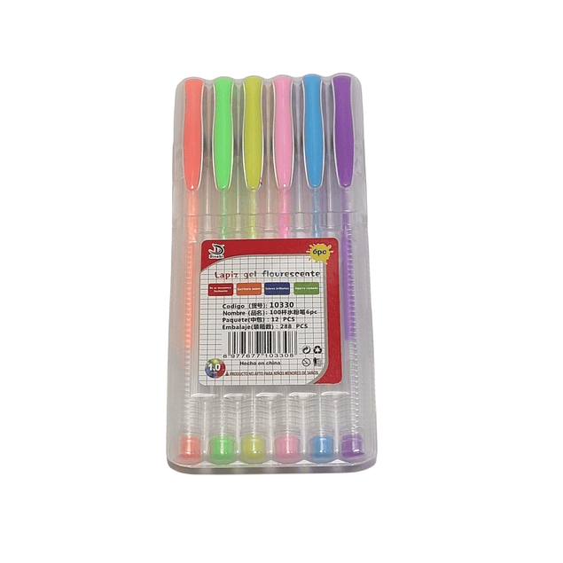 Set 6 Lápices Gel Colores Pasteles - 10330