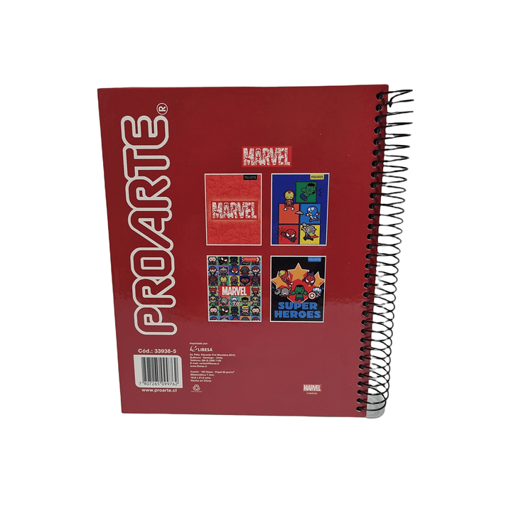 Cuaderno 3 materias MARVEL Proarte 150Hjs 16.8x21.5Cms 8