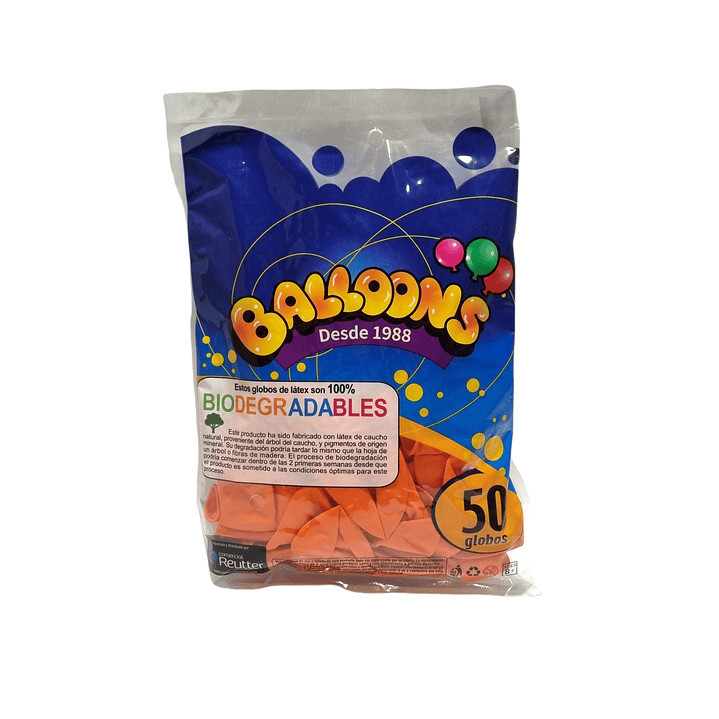 Bolsa Globo Liso  N°9  - Balloons 50 Unidades Colores 12